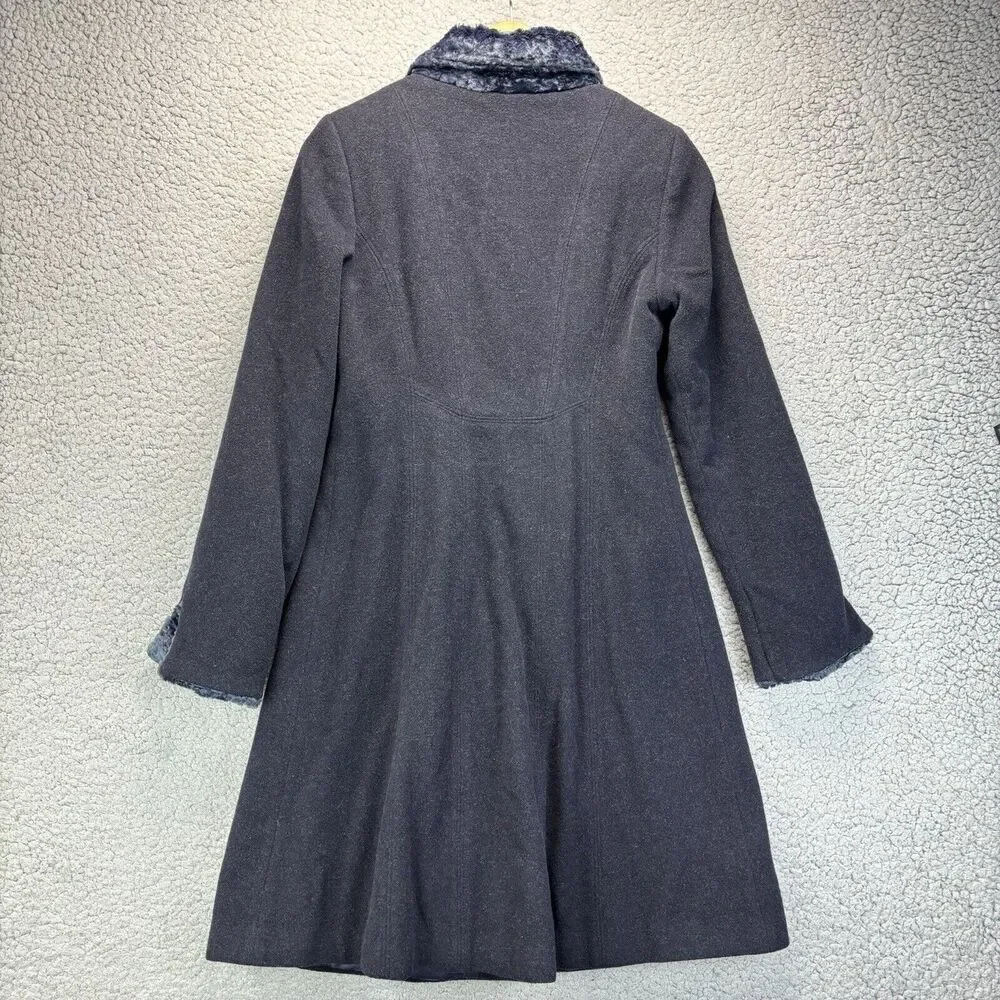 Victorian Edwardian Wool Jacket Driving Coat Fur Collar Sleeve Italy Sz 38 8 VTG
